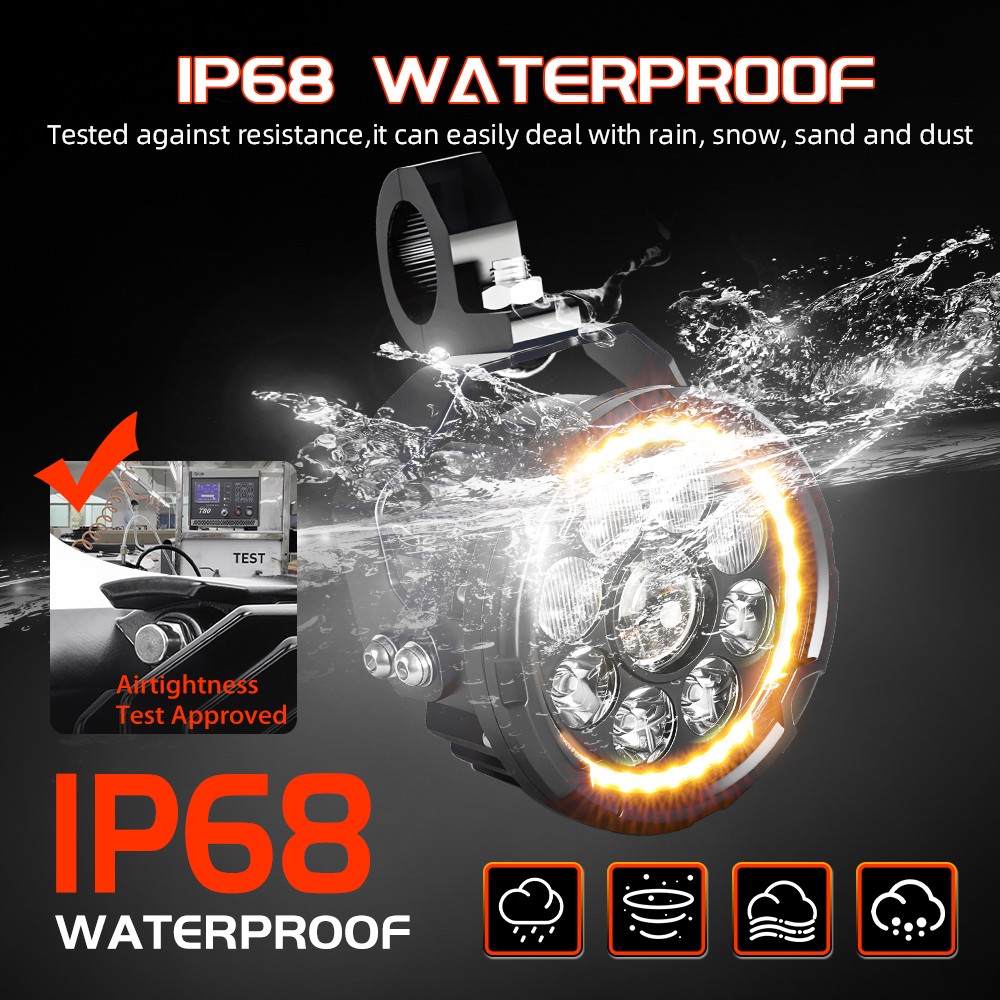 2x 4.5" LED Motorcycle Driving Lights White Amber DRL Fog Lamp Auxiliary Lights