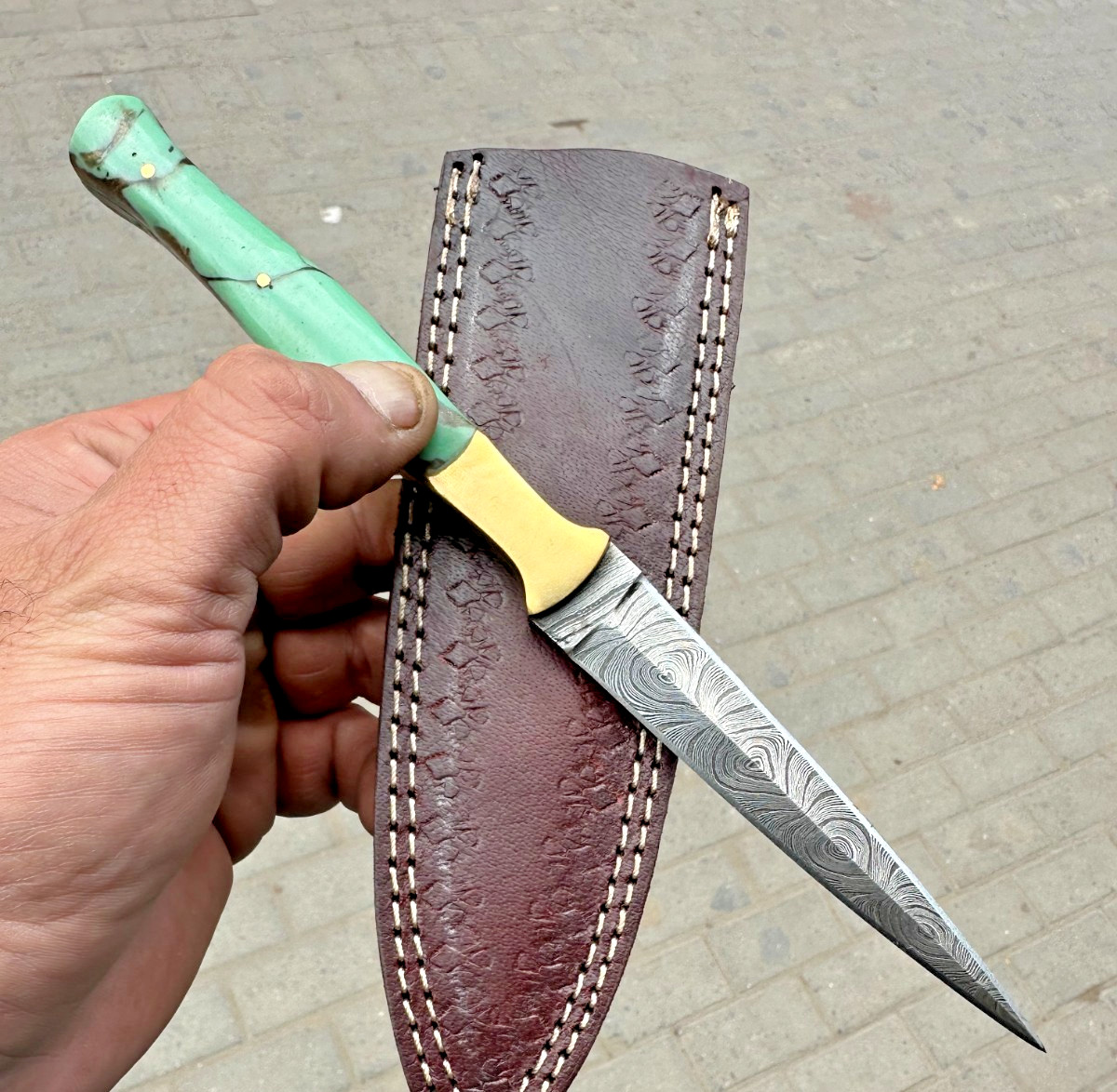 CUSTOM HANDMADE FORGED DAMASCUS STEEL BOOT KNIFE THROWING HUNTING DAGGER -  1438