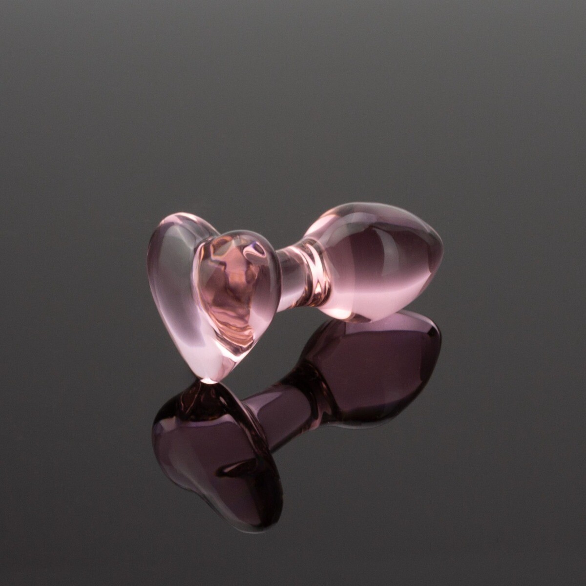 Pink Glass Anal Butt Plug with Heart Base Beginner Anal Sex Toy for Women Couple