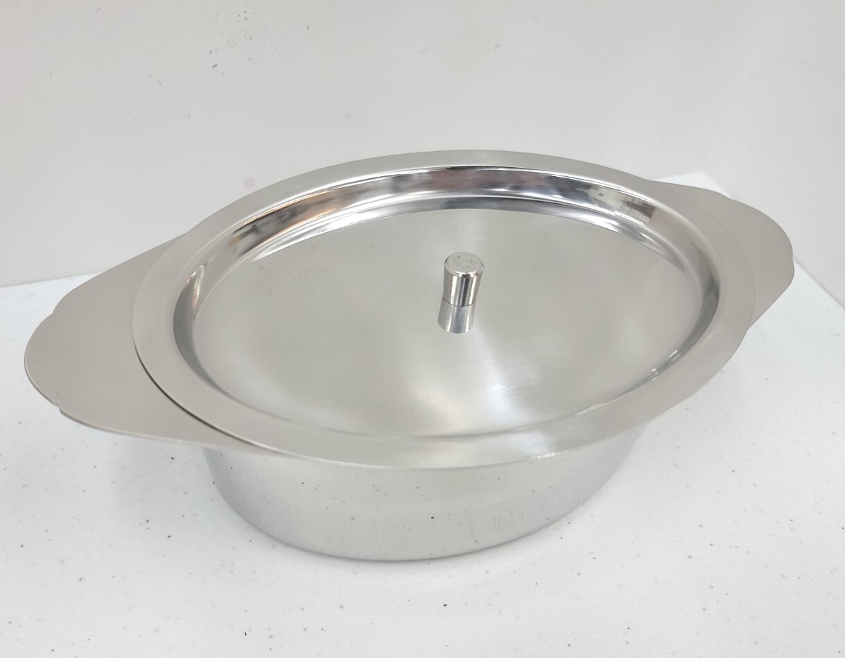 Oval Casserole Server with lid / cover 24 oz. Heavy 18-8 Stainless Steel New