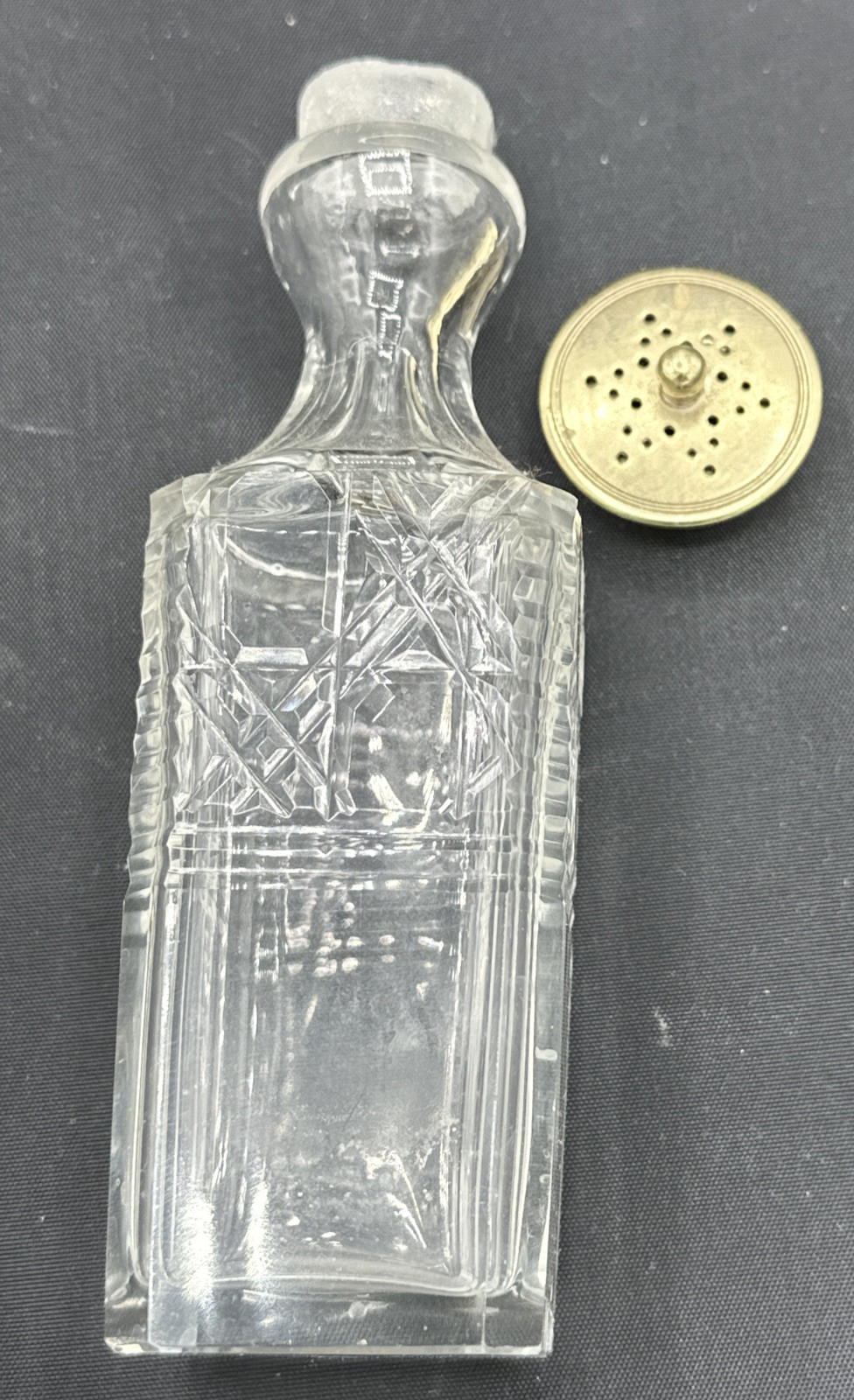 Footed 19th century silverplated cruet (maybe) Charles Ellis & Co w/ 3 Bottles