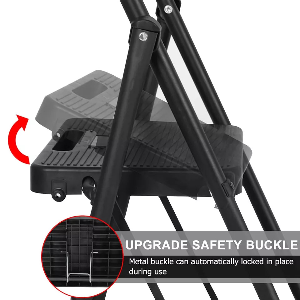 5 Step Non-Slip Stool Ladder with Handrails 330 lbs folding Tool Tray Platform