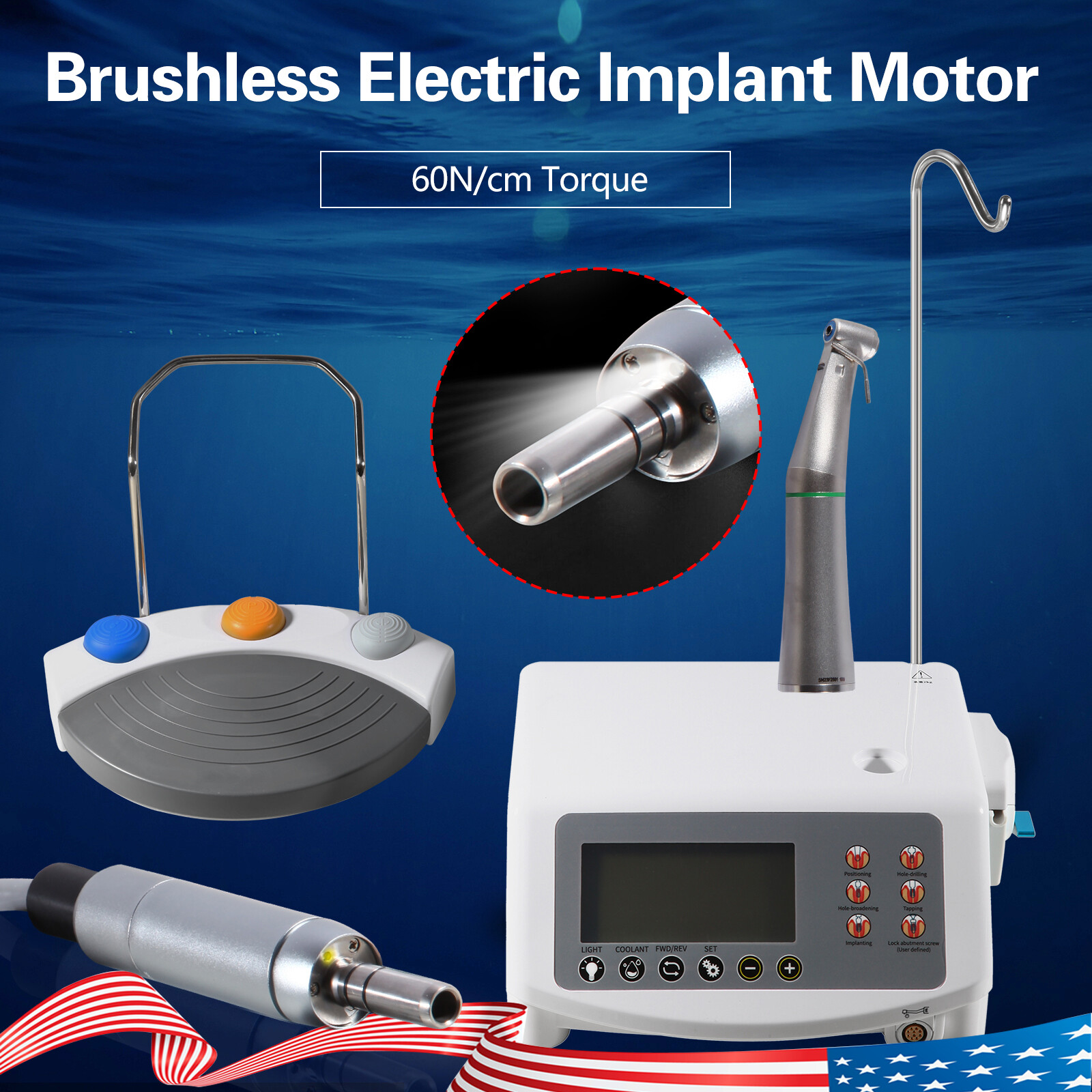 Dental Implant Surgical System LED Brushless Motor 20:1 Contra Angle 110/220V