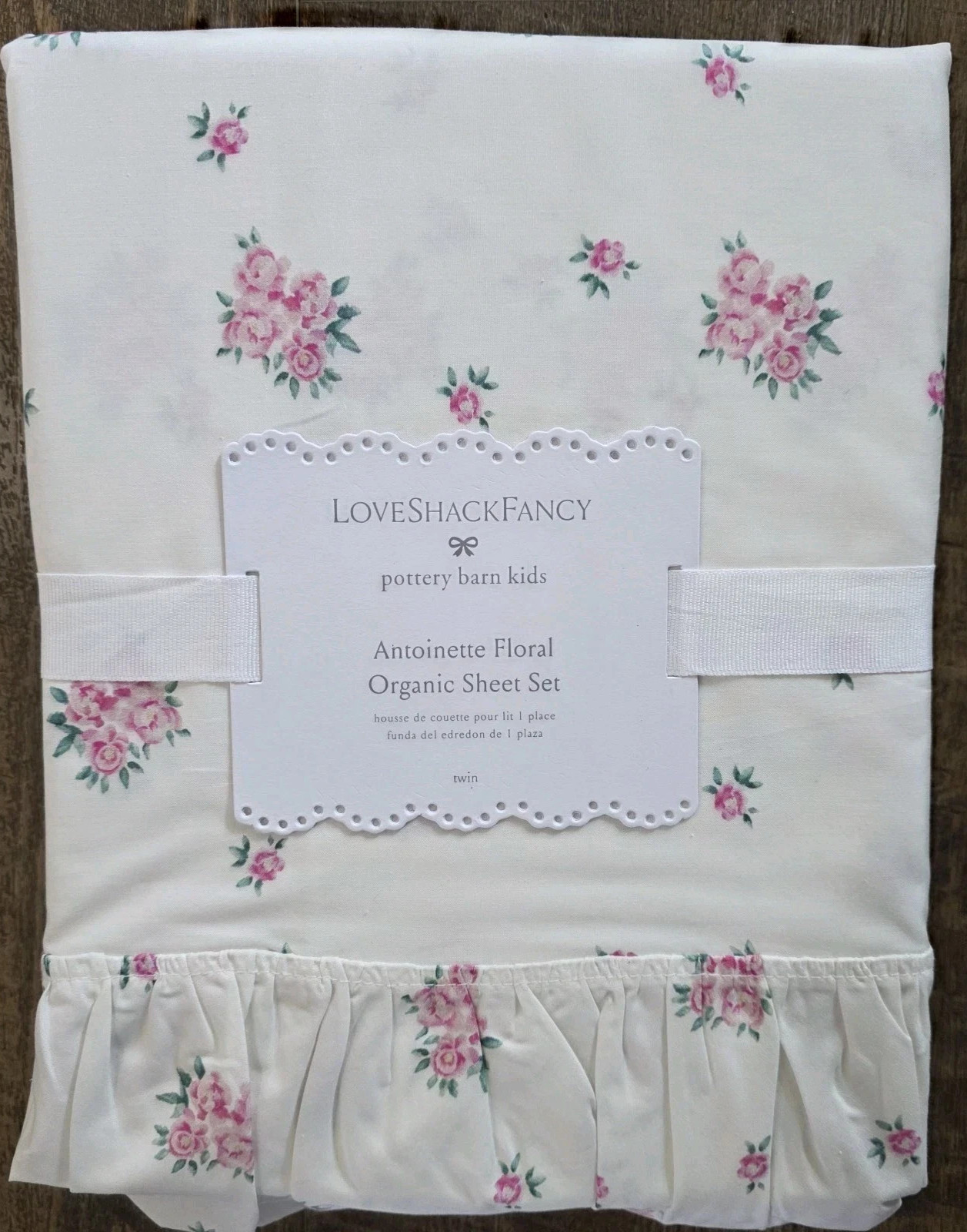 New Pottery Barn Kids LoveShackFancy Antoinette Ruffle Organic TWIN Sheet Set