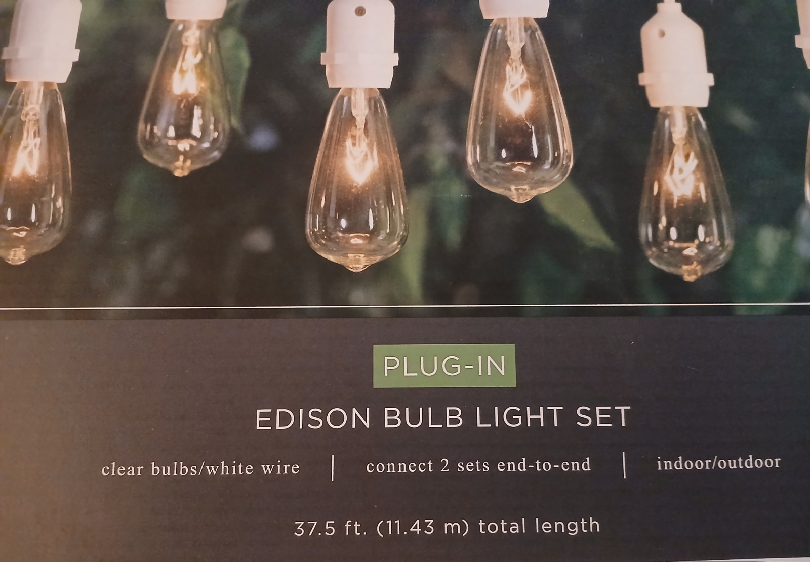 Edison Glass Bulb String Lights 25 Ct Plug-In Indoor Outdoor Home & Retreat