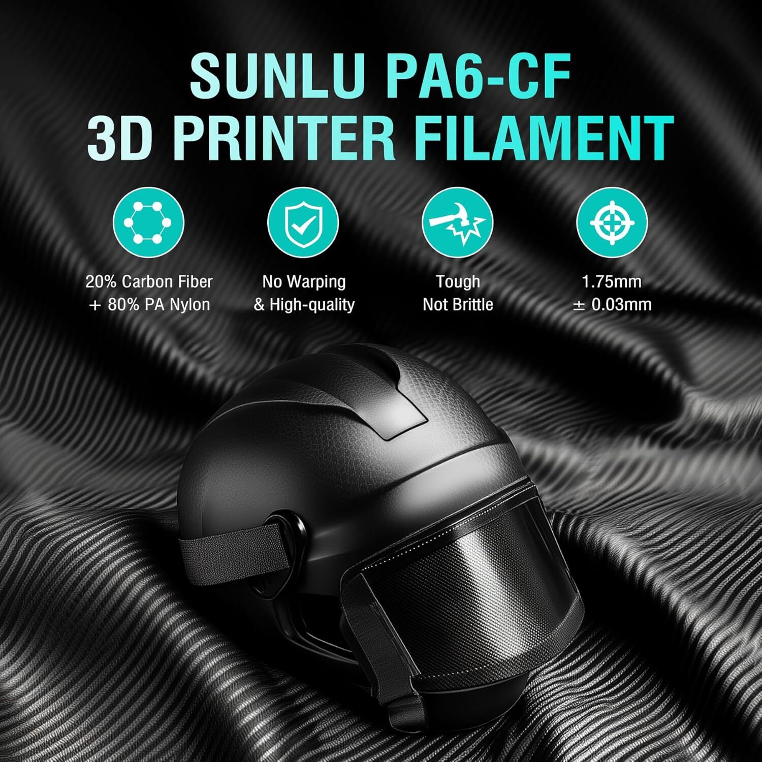 SUNLU Black PA6-CF 3D Printer Filament 1.75MM 1KG Carbon Fiber Nylon Filament