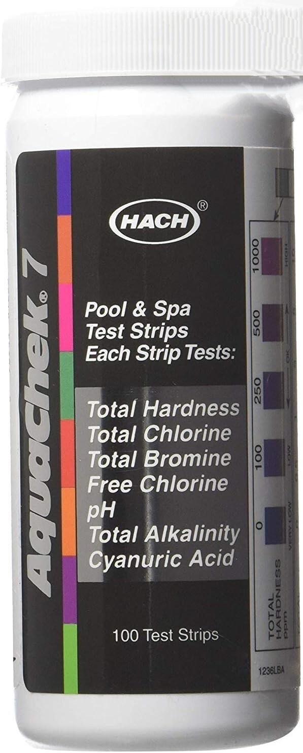 AquaChek Silver 7 in 1 Pool Spa Water Test Chlorine Strips 100 CT 551236 (7-Way)