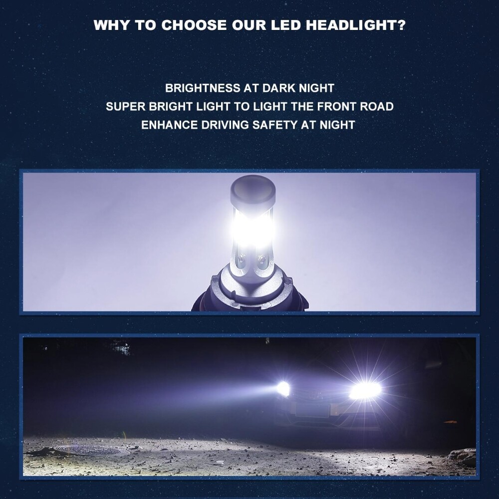 Pair HB5 9007 LED Headlight Conversion Kit Bulbs High Low Beam White 6000K Lamps