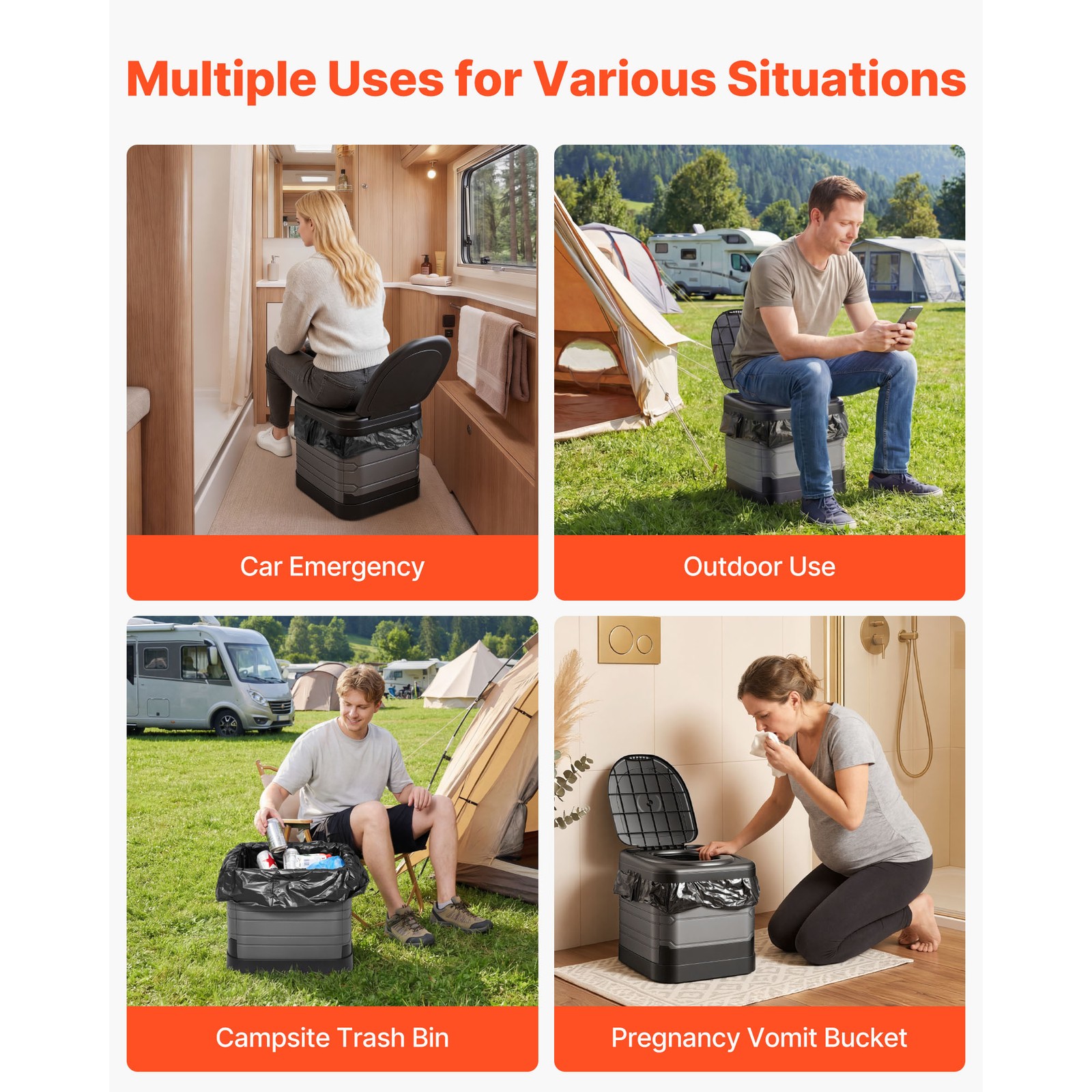 Uimoso Portable Folding Outdoor Travel Toilet, 330 lbs Capacity for Camping