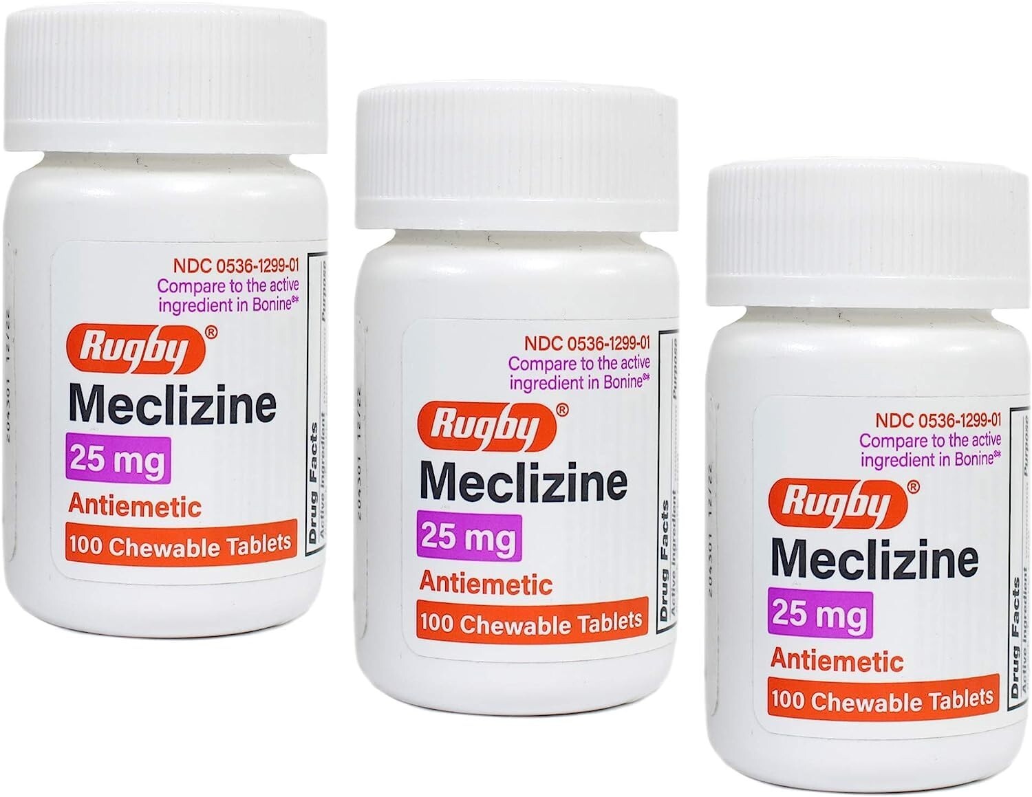 Meclizine 25mg Anti Nausea Vertigo Travel Sickness 100ct -3 Pack - Exp 05-2027