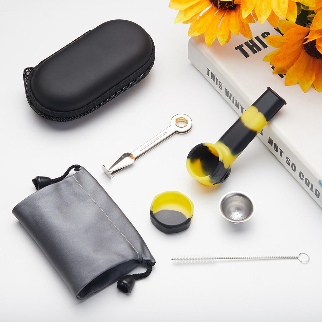 ( Pack of 2 ) 3.5" Silicone Tobacco Smoking Pipe with Lid Storage Box Hand Pipes