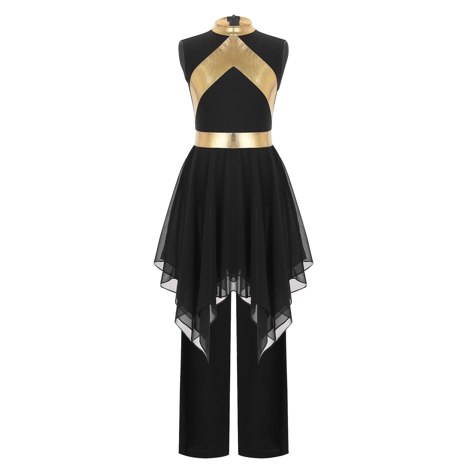 US Girls Praise Dance Outfits Liturgical Worship Dance Dress with Wide Leg Pants