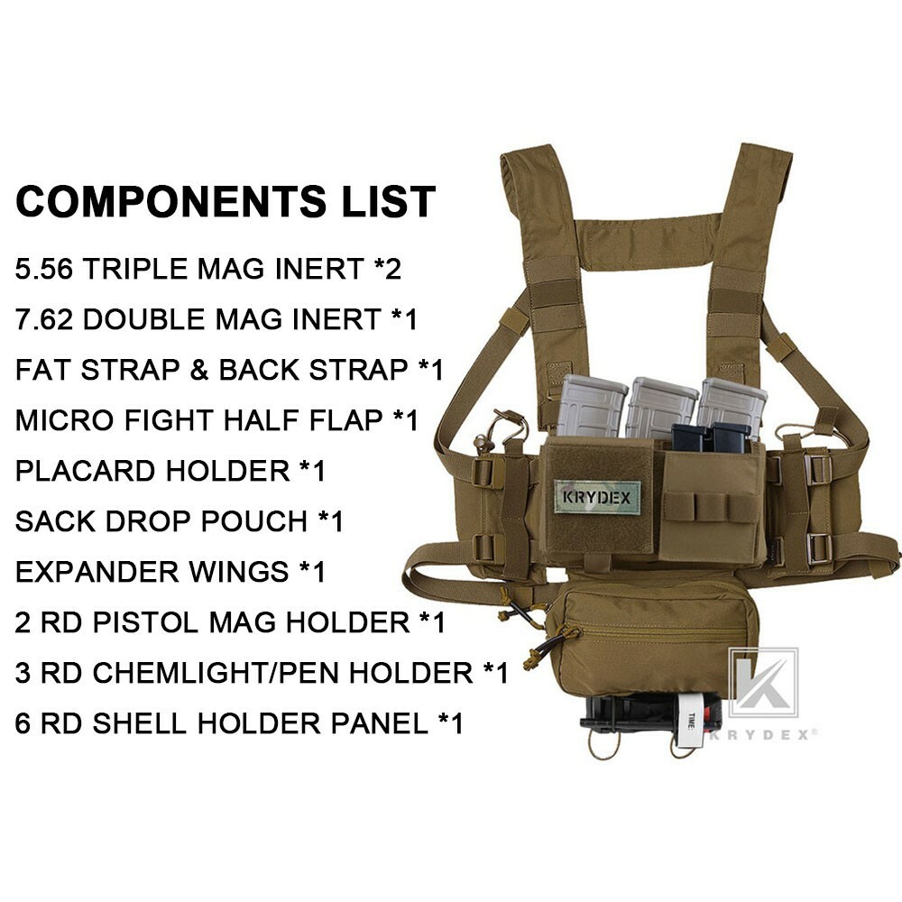 KRYDEX MK3 MK4 Micro Fight Chassis Chest Rig Modular Carrier Pouch Coyote Brown