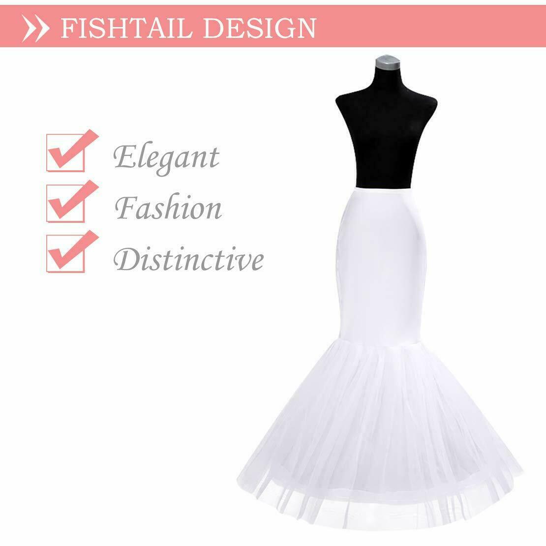 Women's Mermaid Fishtail Crinoline Petticoat Floor Length Wedding Underskirt