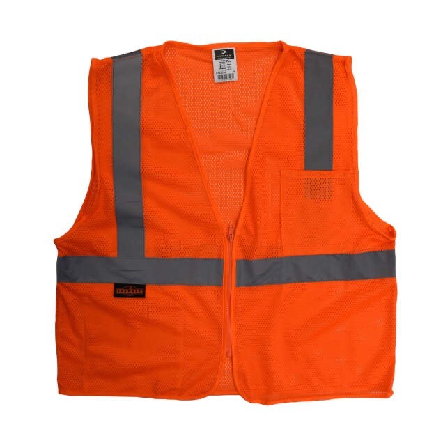Radians 2 Pockets Orange Mesh High Visibility Safety Vest, ANSI/ ISEA 107-2015