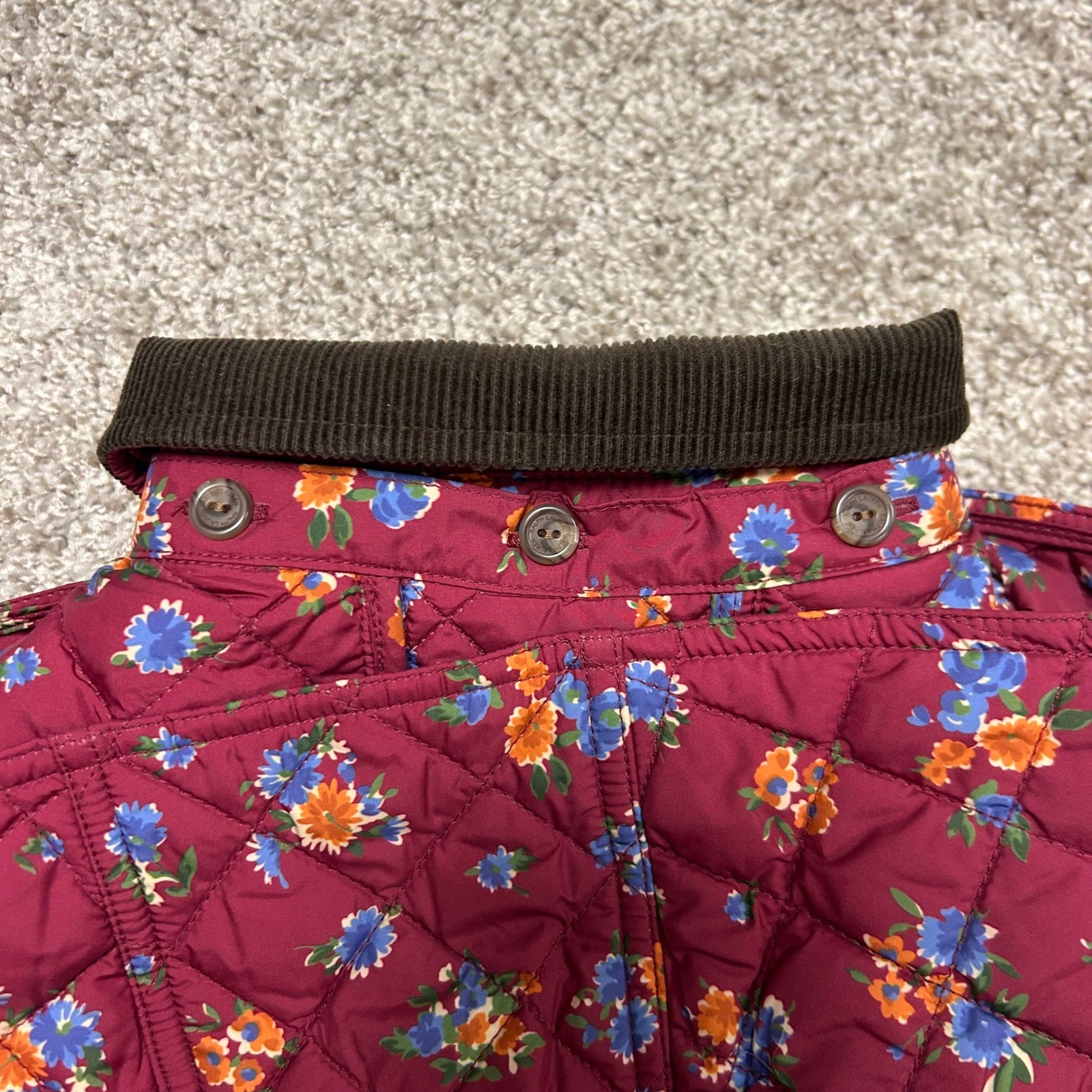 NWT Polo Ralph Lauren Water Repellent Barn Jacket Floral Girls 5 Corduroy Trim