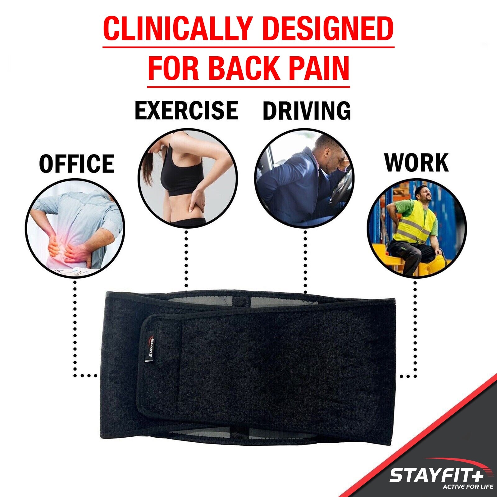 Lower Back Brace Adjustable Lumbar Work Support Belt for Pain Relief Men Women