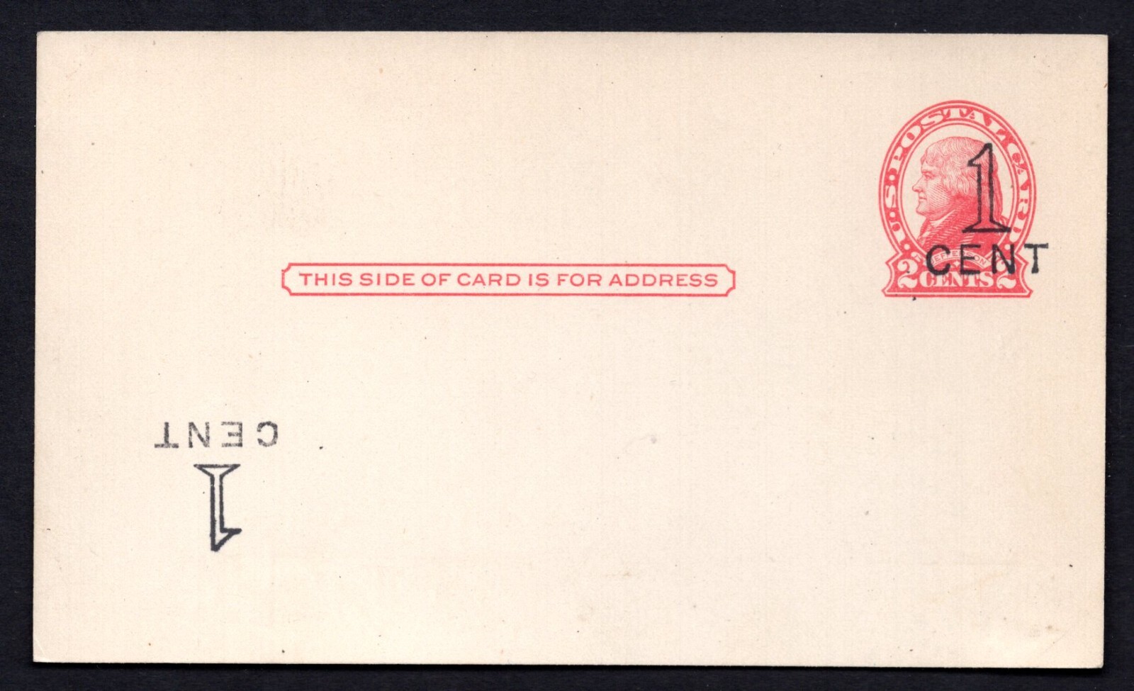 US 1920 SCOTT # UX 33C POSTAL CARD DOUBLE OVER PRINT ONE INVERTED MINT VERY RARE
