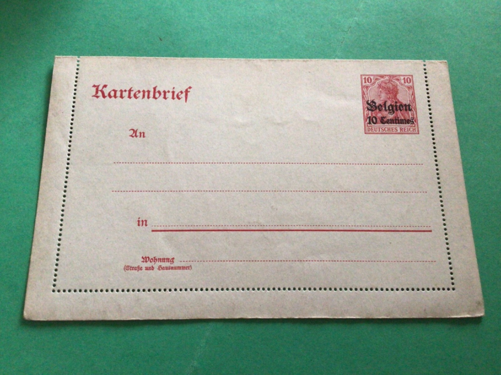 Germany Occupied territories Belgium unused postcard  A17977
