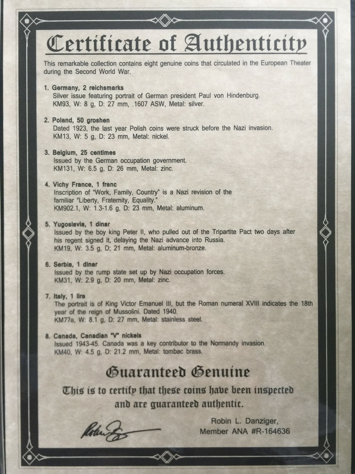 World War II 8 Coins Germany,Poland,Belgium,France,Yugo,Serbia,Italy,Canada