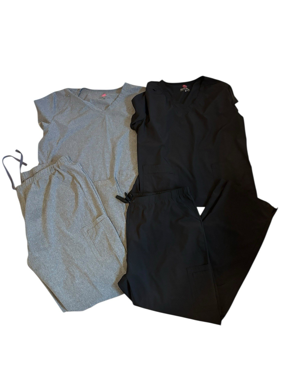 Lot Of 2- Natural Uniforms Pants Set 3X Modern Fit Cool Stretch Black & Grey Set