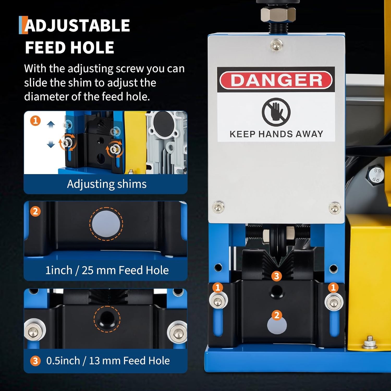 Electric Wire Stripping Machine 0.05" - 1" (1.5-25mm) Copper Cable Stripper