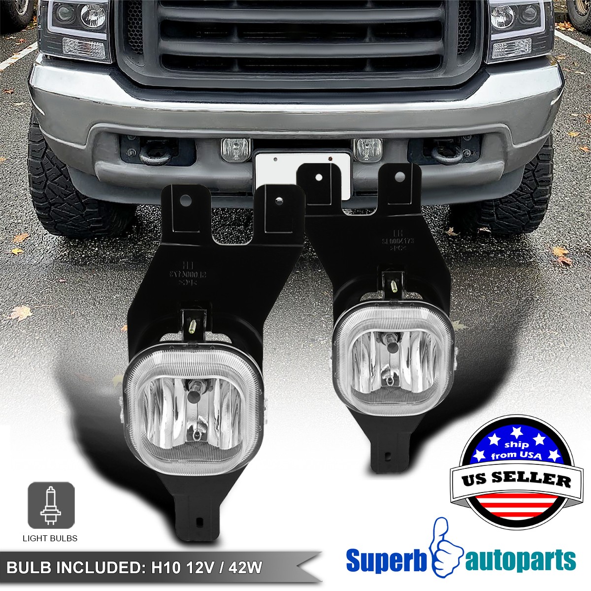 Fits 1999-2004 Ford 99-04 F-250 F-350 Super Duty Fog Lights Driving Lamps