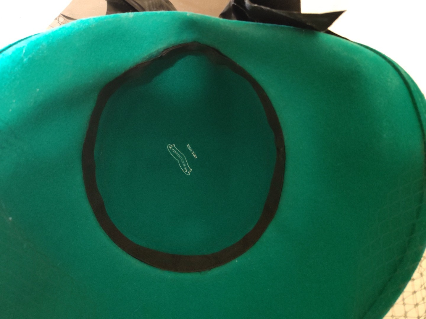 Vintage Geo.W. Bollman Women's Felt Hat With Veil 100% Wool Green with Black