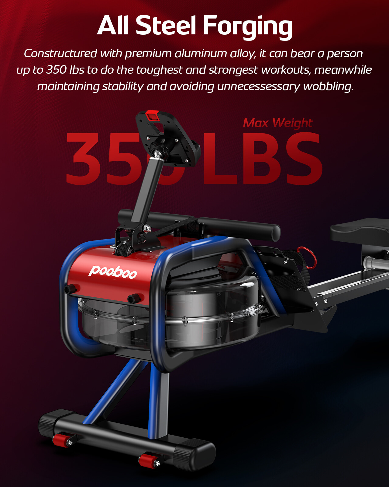 Magnetic Water Row Rowing Machine Rower 16 Levels Cardio Home Exercise Equipment