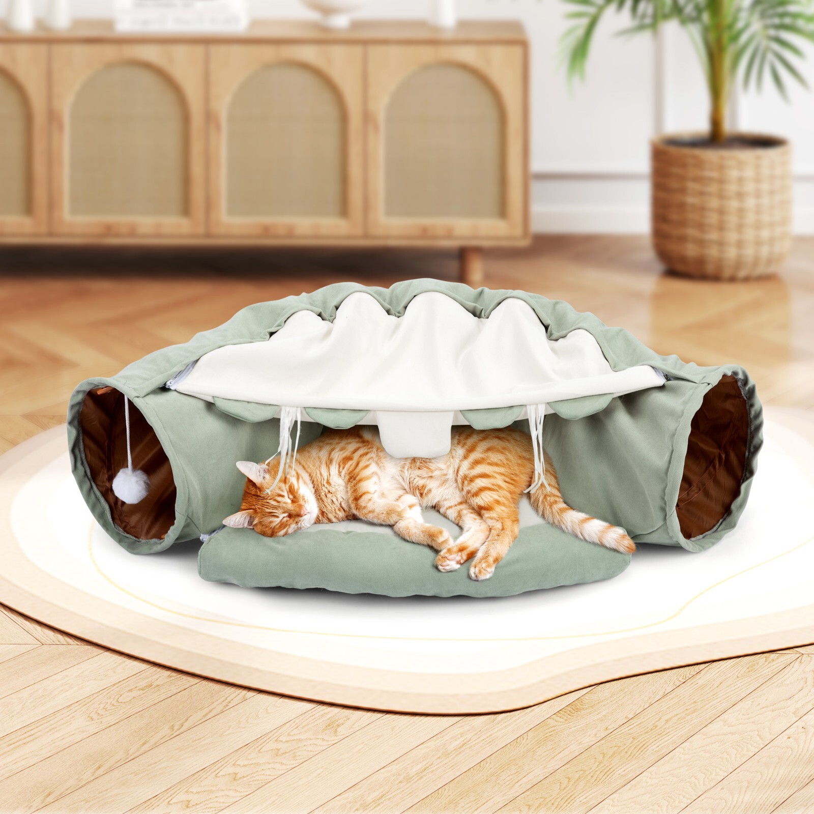 COZIWOW Cat Tunnel Bed 2-in-1 Cat Tunnel for Indoor Cats Collapsible Cat Cave