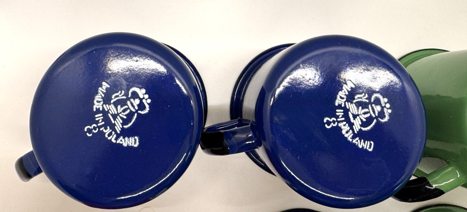 Vintage Red Blue Green Enamel Mug - Made in Poland - Size 8 - MCM