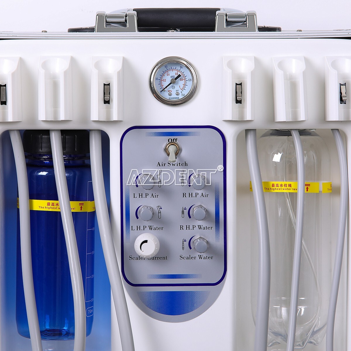 Dental Portable Mobile Delivery Unit Cart+Air Compressor+Scaler+Curing Light USA