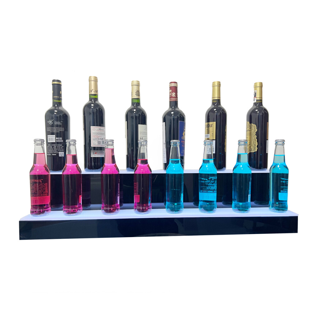 LED Lighted Liquor Bottle Display Shelf Bar Stand Wine Bottle Stand 80CM 2-Layer