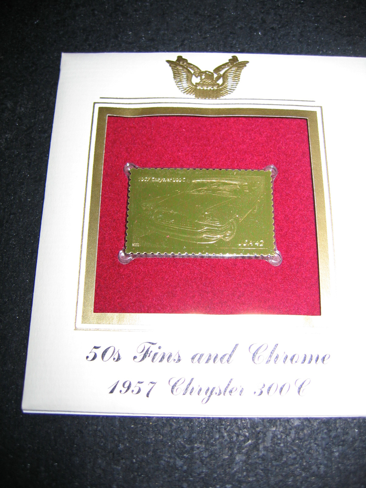 2008 1957 Chrysler 300C 50's Fins Chrome 22kt Gold Golden Cover Stamp Replica