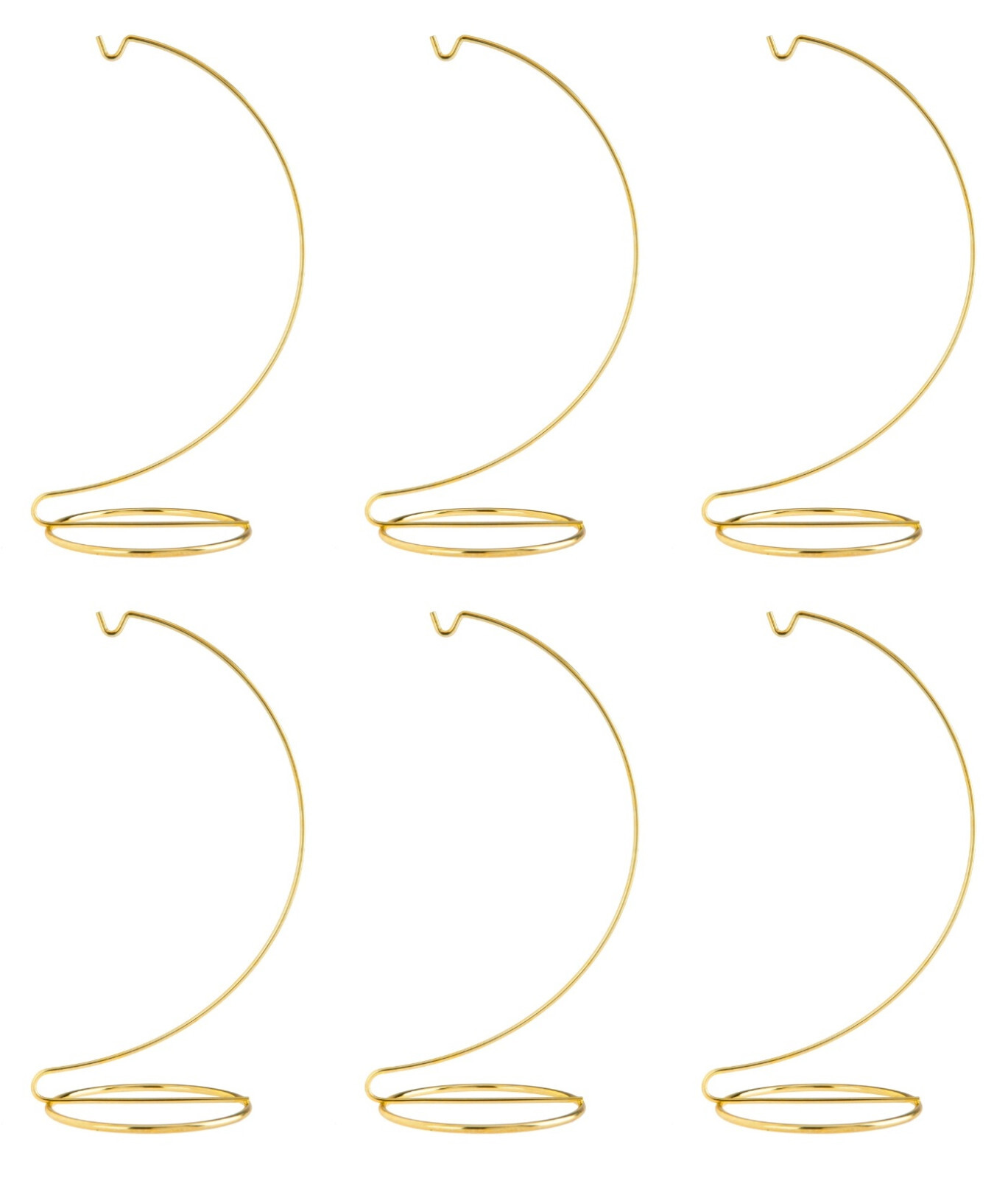 Ornament Display Stand Wire Hanger Holders, 10 Inch Tall Bright Gold, Pack of 6