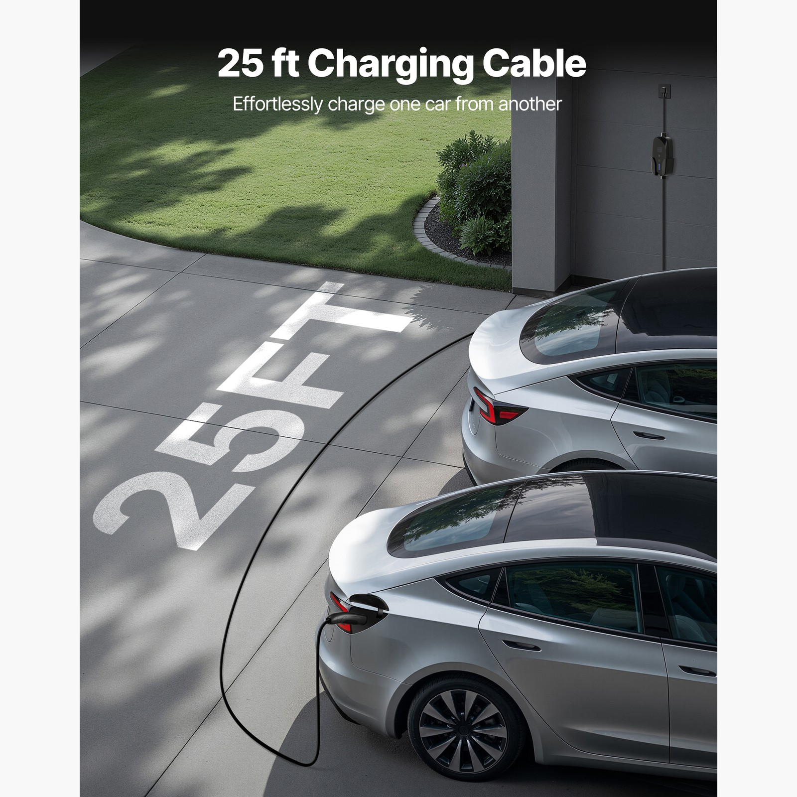 Level 2 Tesla Charger 32Amp Electric Car Charger & 25FT Charging Cable LCD