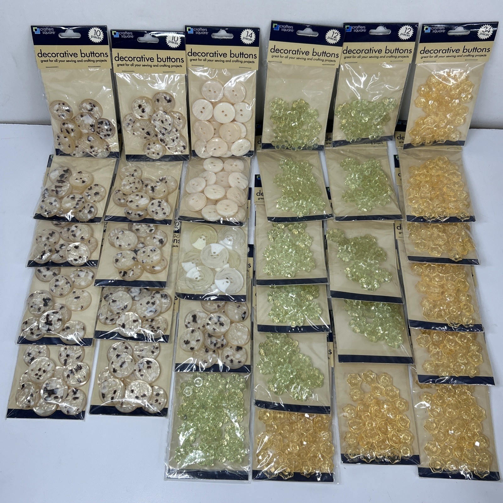 Crafters Square Buttons Lot Flower Sewing Jewelry Craft Marble Acrylic Plastic