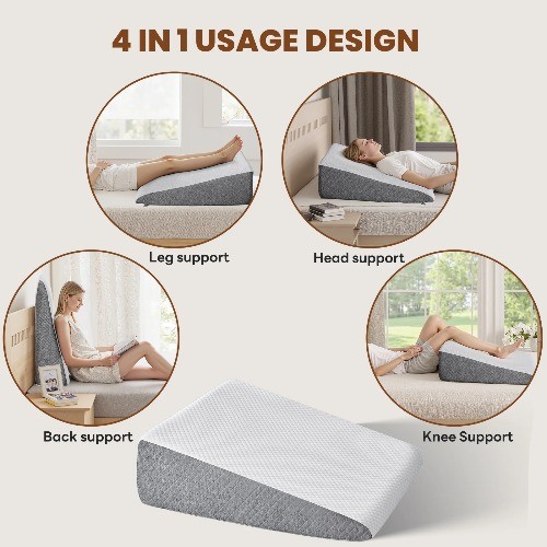 Wedge Pillow, Memory Foam Bed Wedge for Acid Reflux & Recovery23.6×23.6×7.5in