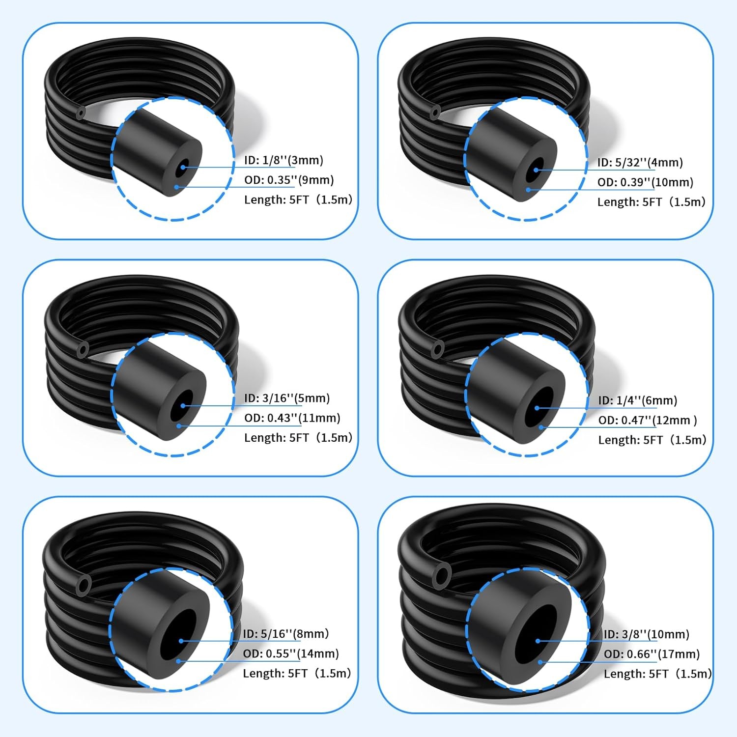 6Pcs 5Ft For Dodge Silicone High Performance Vacuum Hose Kit + 113PCS Connectors