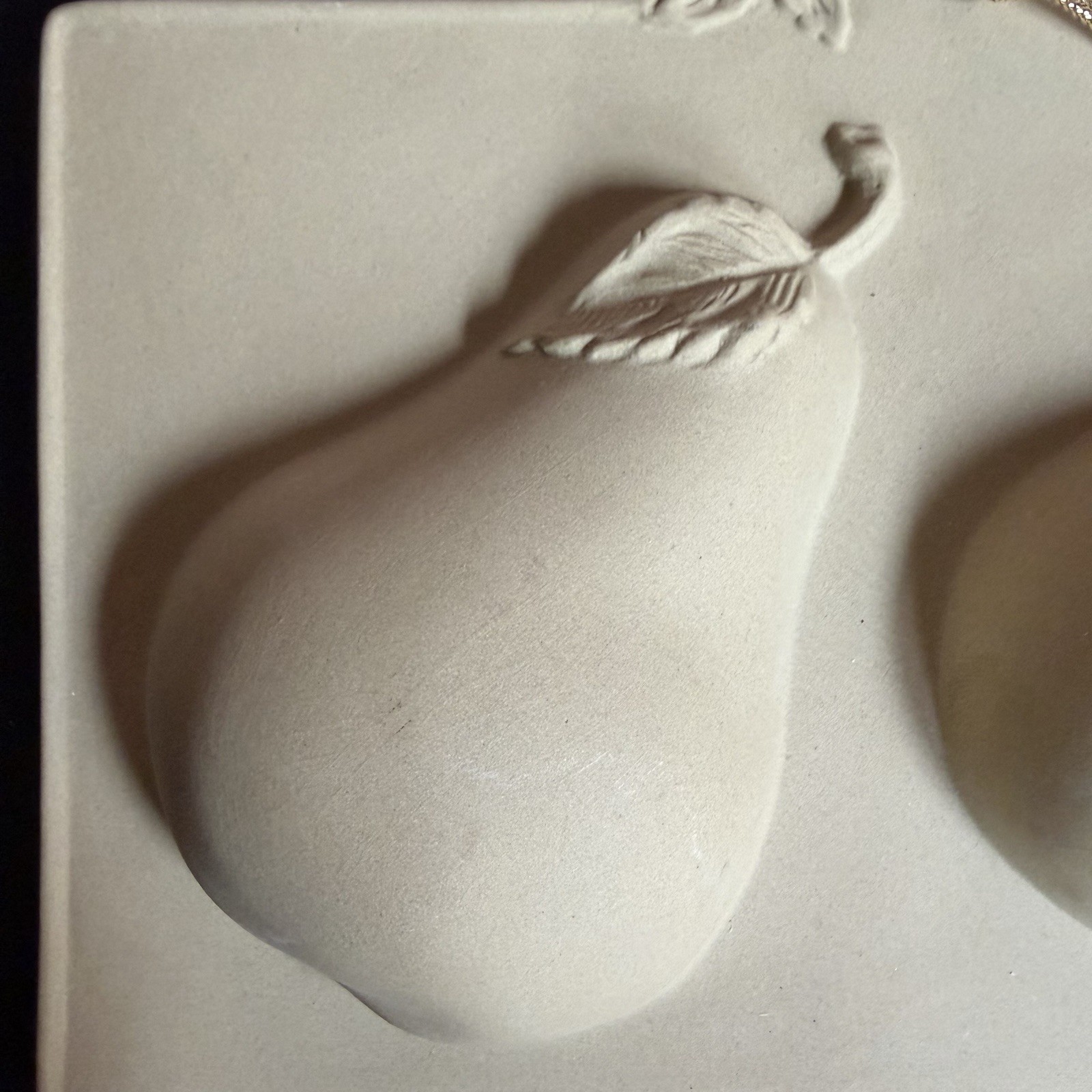 Rare Vintage Pear Paper Art Mold Brown Bag Cookie Mold Casting Ornament Holiday