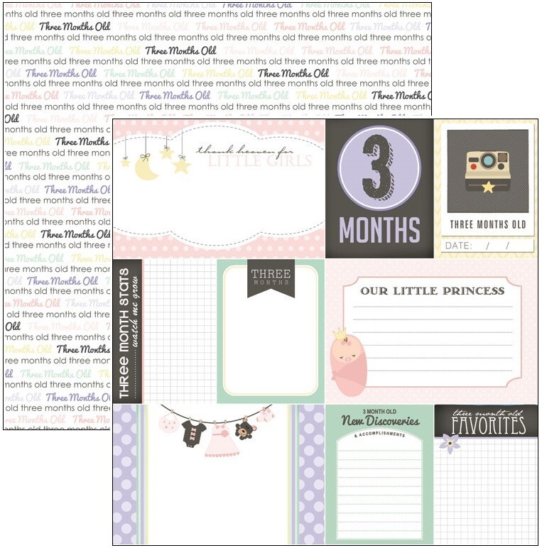 Baby's First Year, Girl, 13 sheets, scrapbook paper - Scrapbook Customs 36984