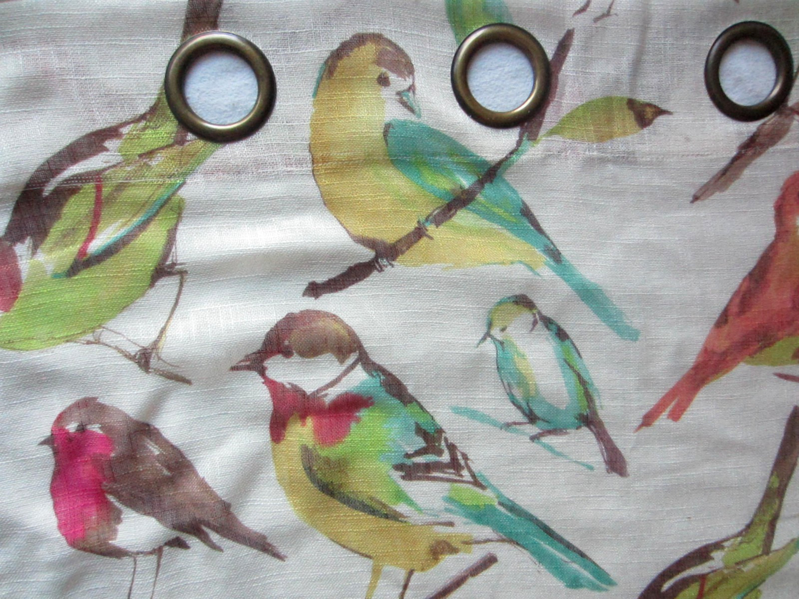 Set of 2 Pier 1 Imports Birdwatcher Curtain Panels 50" X 84" Top Gromets