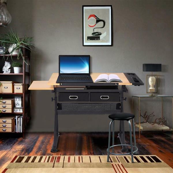 Drafting Table Height Adjustable Art Craft Writing Desk Drawing Painting w/Stool