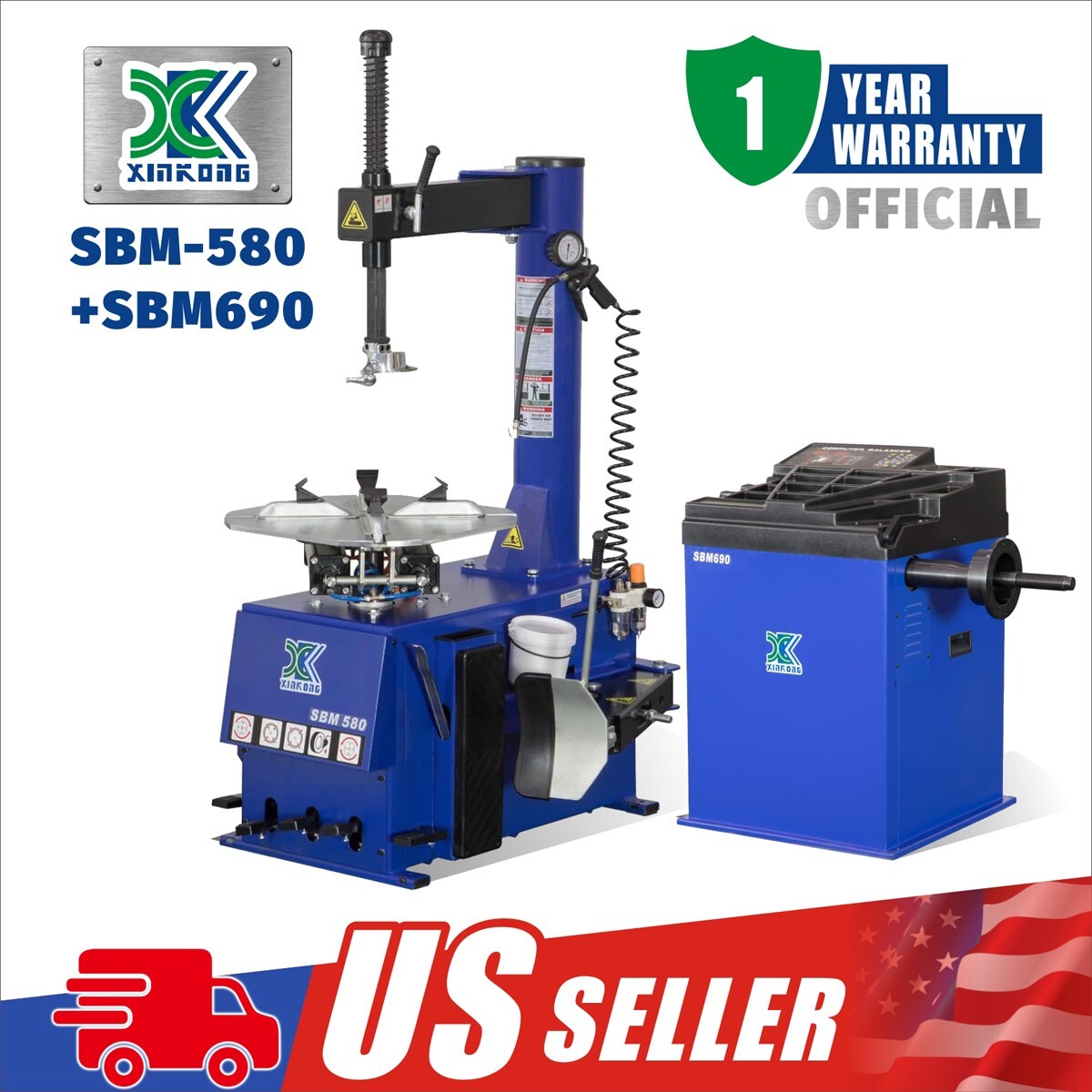 XK 580 690 Tire Changer Wheel Balancer Machine Combo Tire Repair Tools 2.0 HP