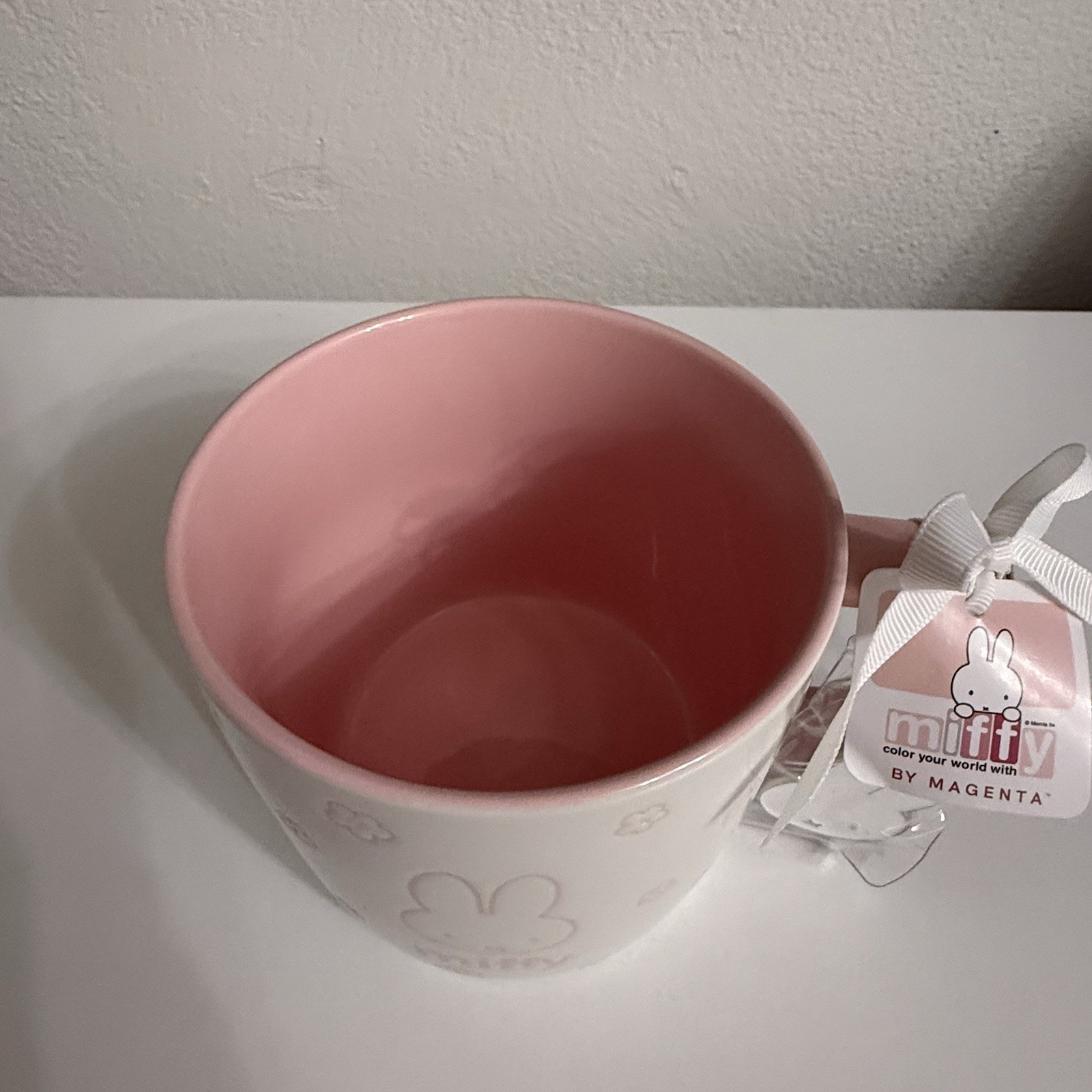 Miffy By Magenta Cherry Blossom White Pastel Pink Sakura Ceramic Mug w/ Keychain