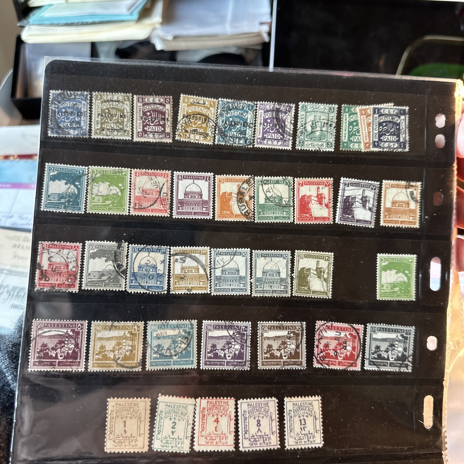 PALESTINE COLLECTION #1-J20 (British Mandate) 1918- 97 Stamps, 2 Pages Photos