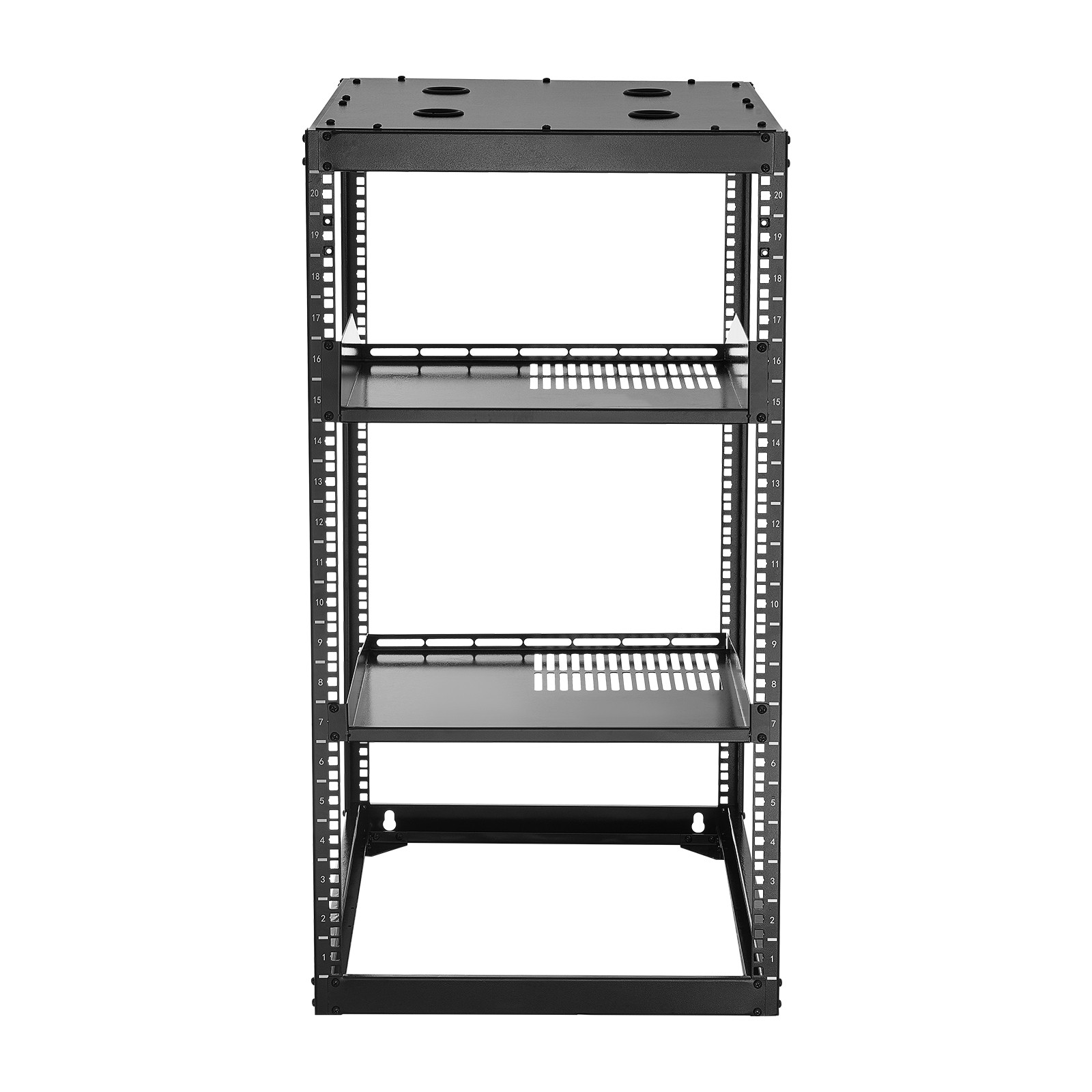 Uimoso 20U Open Frame Wall-Mount Server Rack with 4 Posts and Shelves