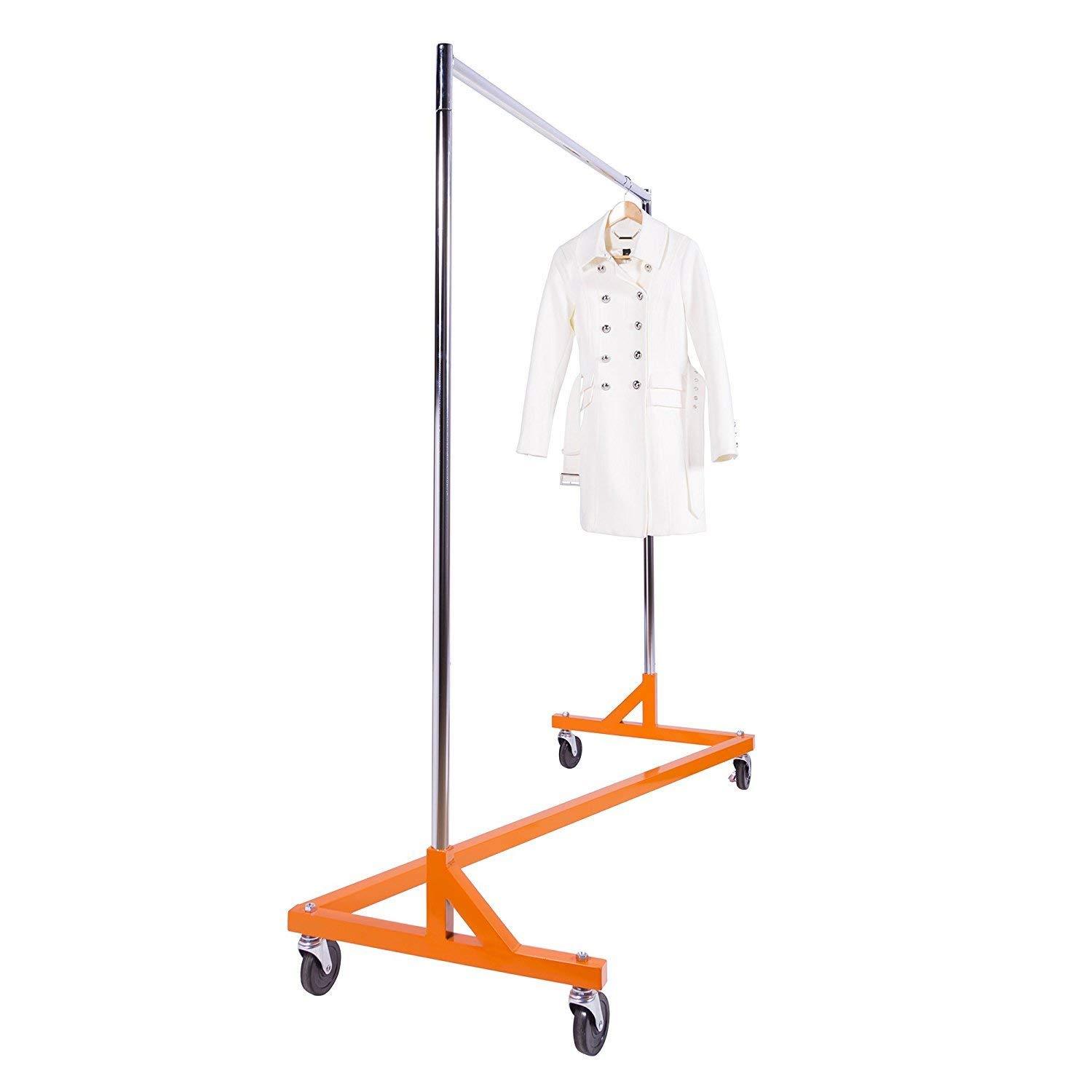 Heavy Duty Commercial Grade Single Bar Z Rack Clothing Garment Clothes Rolling