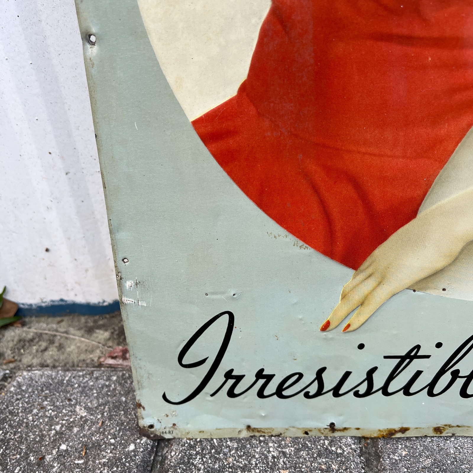 RARE 1940's Lucky Strike Cigarettes Pin Up Embossed Tin Tacker Metal Sign