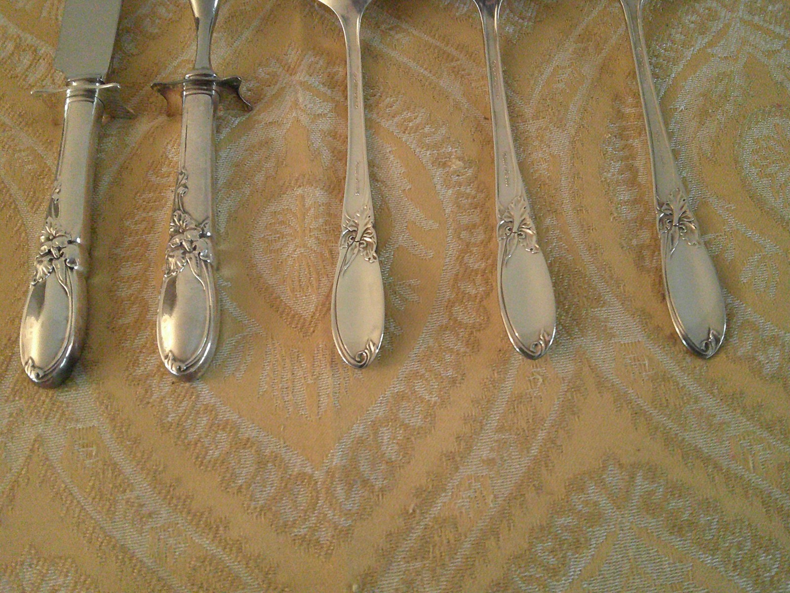 White Orchid Community Carving Knife Fork Set Serving Spoons and Meat Fork
